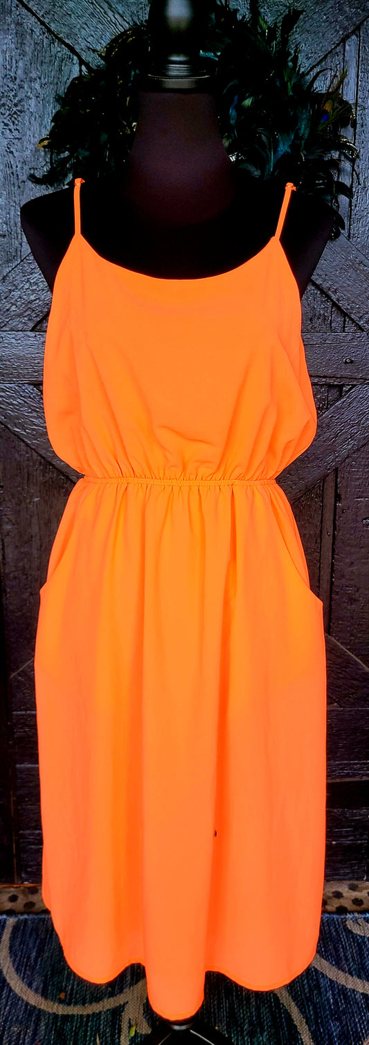 Everly Orange Dress with Pockets Size Large
