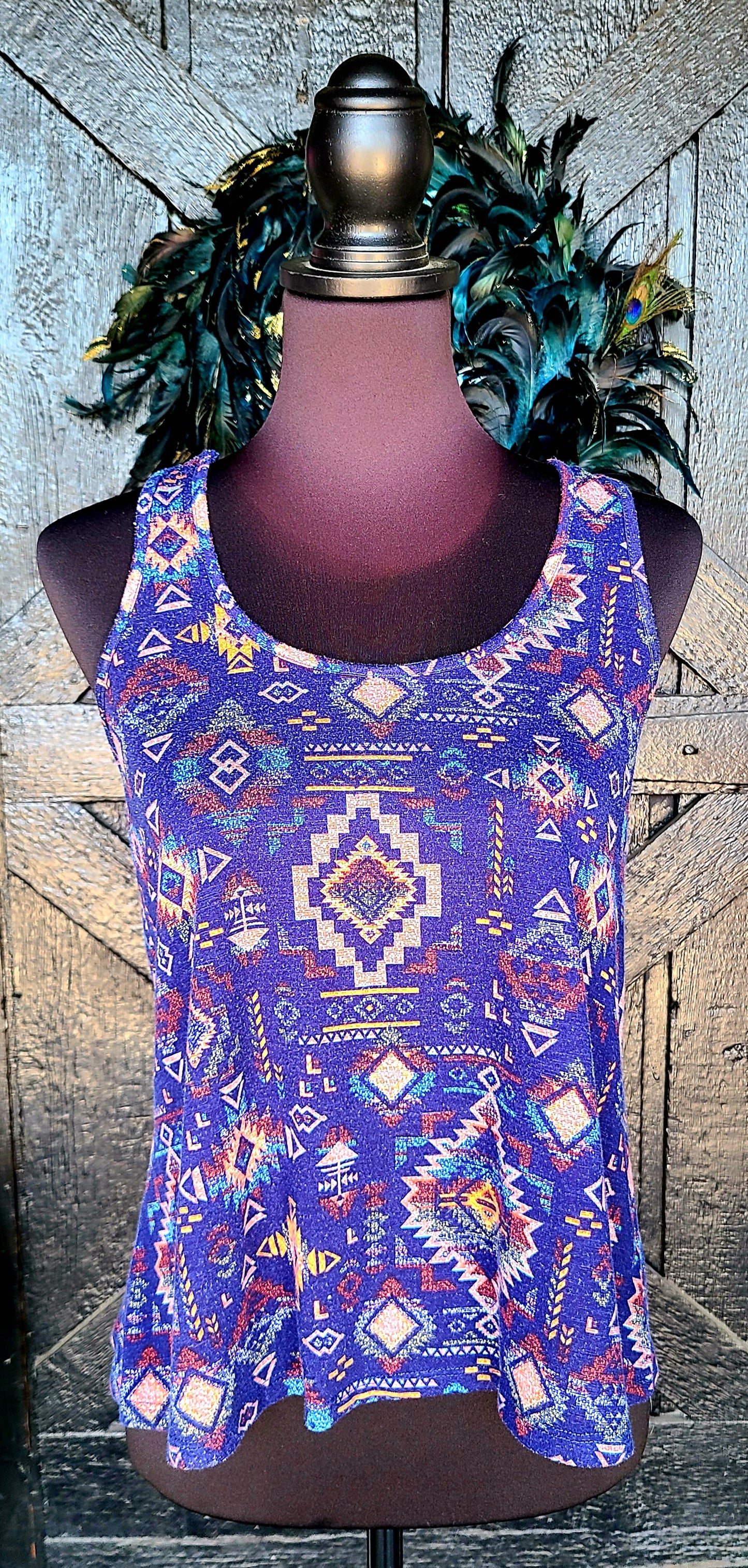 Almost Famous Navy Aztec Tank Top
