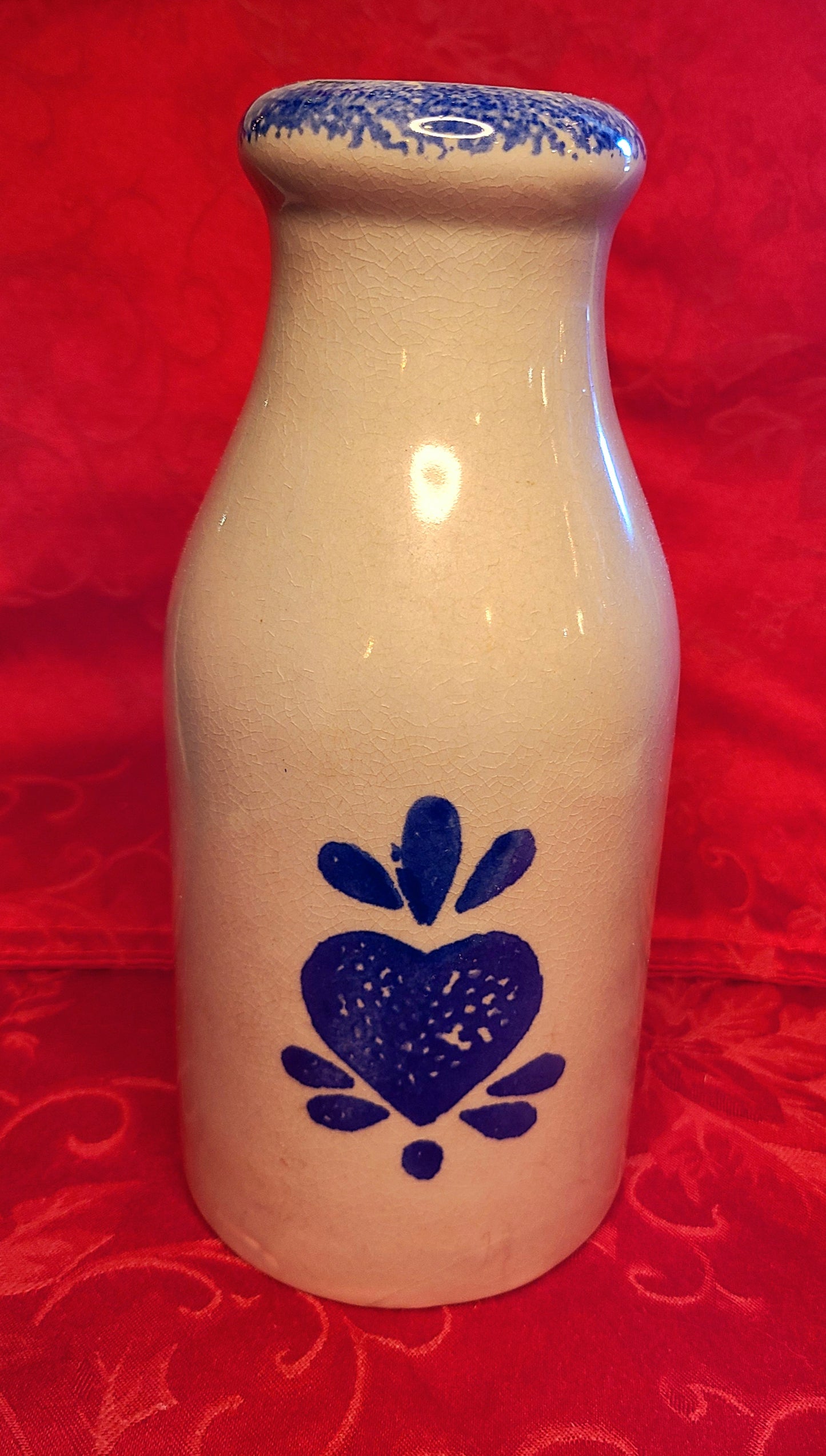 Vintage Hermitage Pottery Stoneware Milk Bottle Bank with Heart