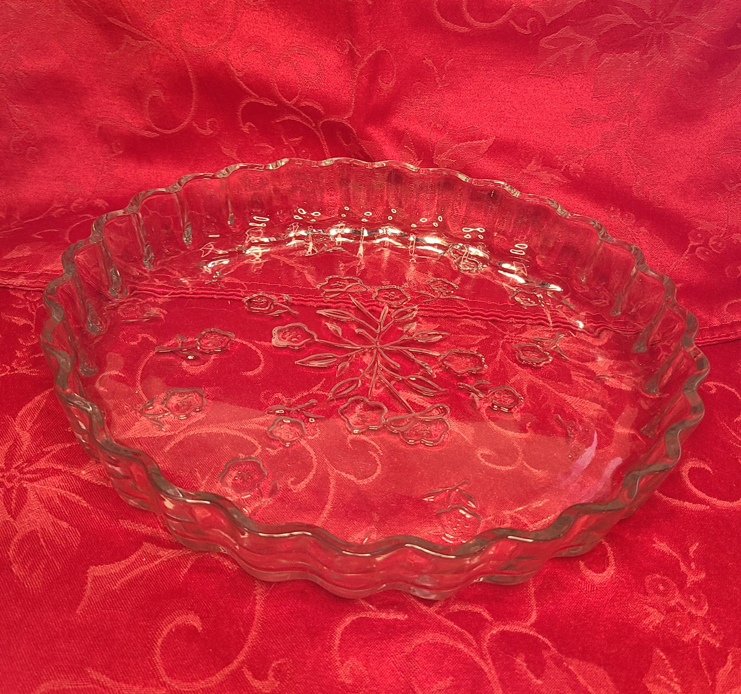 Vintage Anchor Hocking Savannah Crystal Quiche Pan