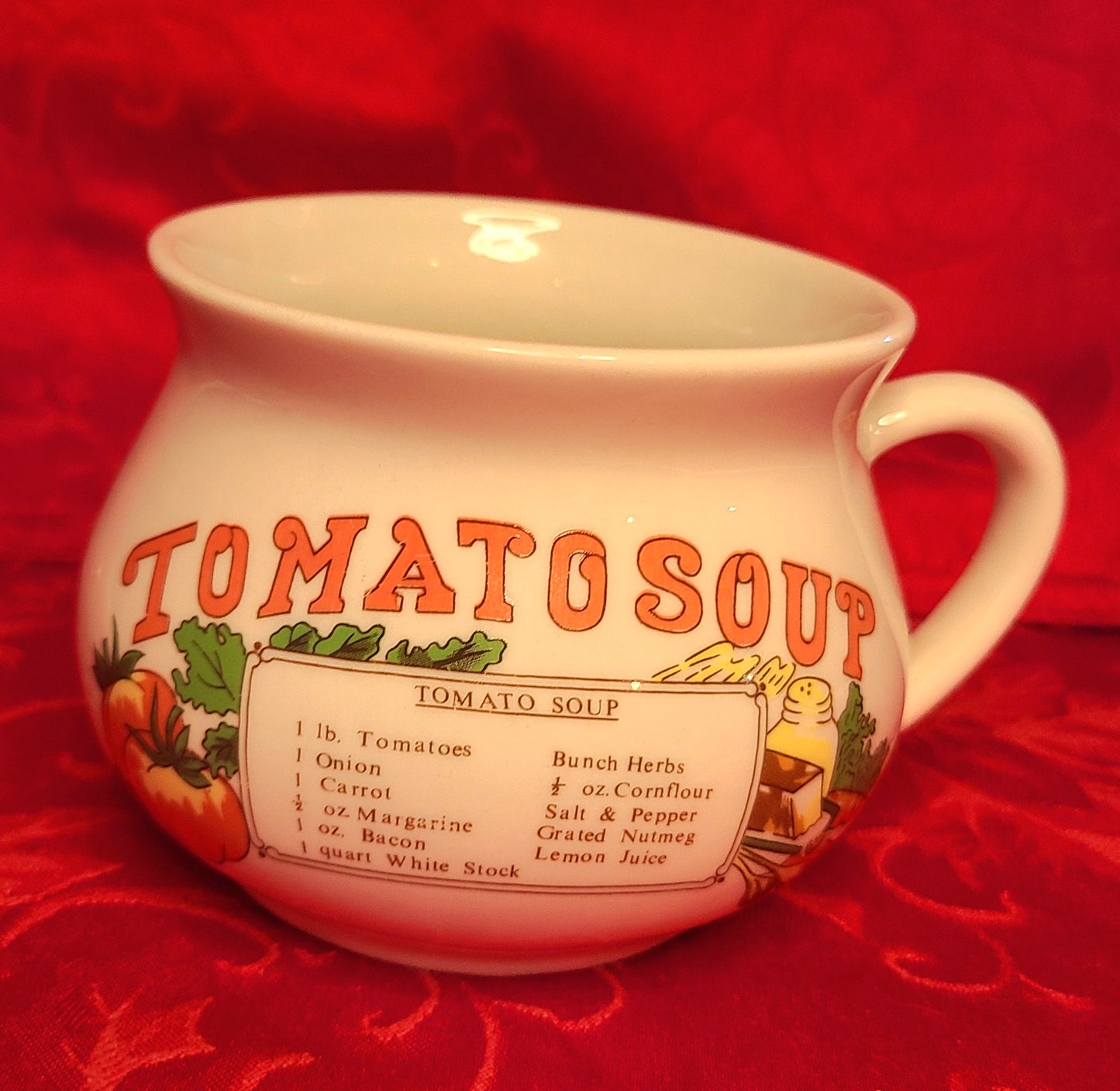 Vintage Tomato Soup Ceramic Mug Cup with Handle