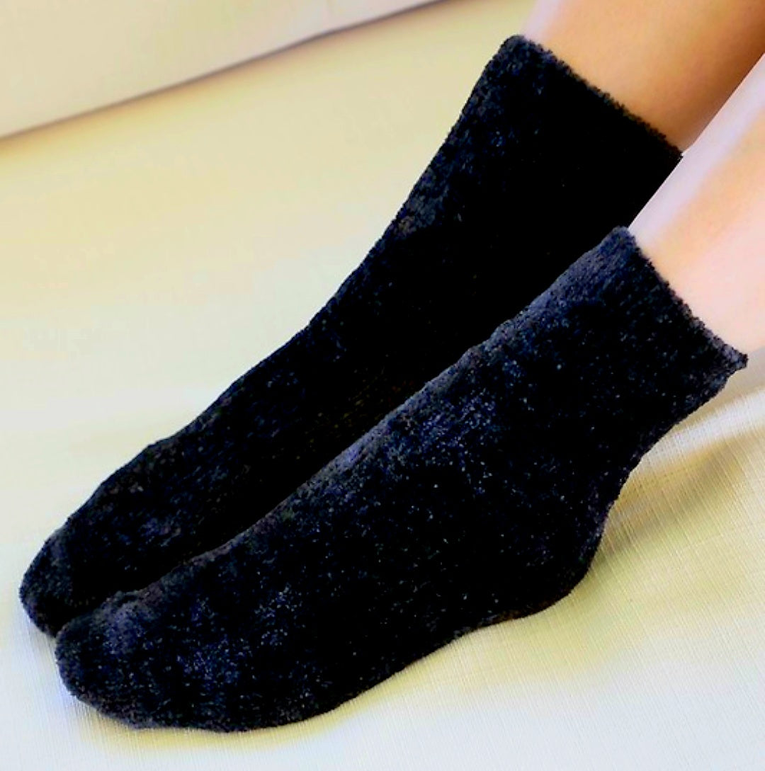 Black Chenille Socks