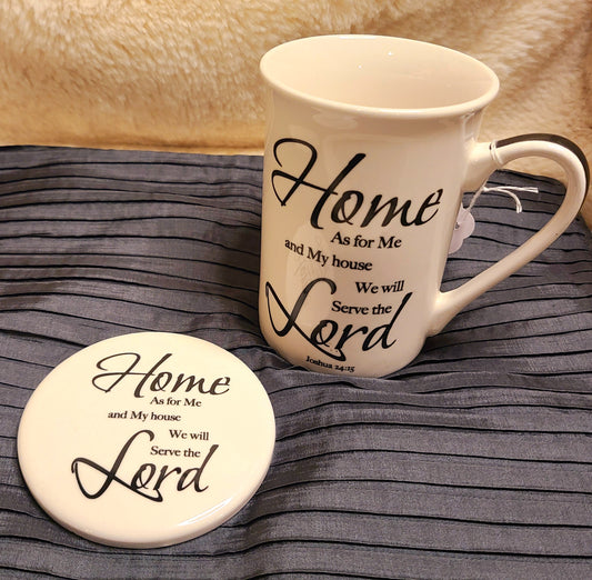 Kent Pottery White Spiritual Mug with Coaster Set