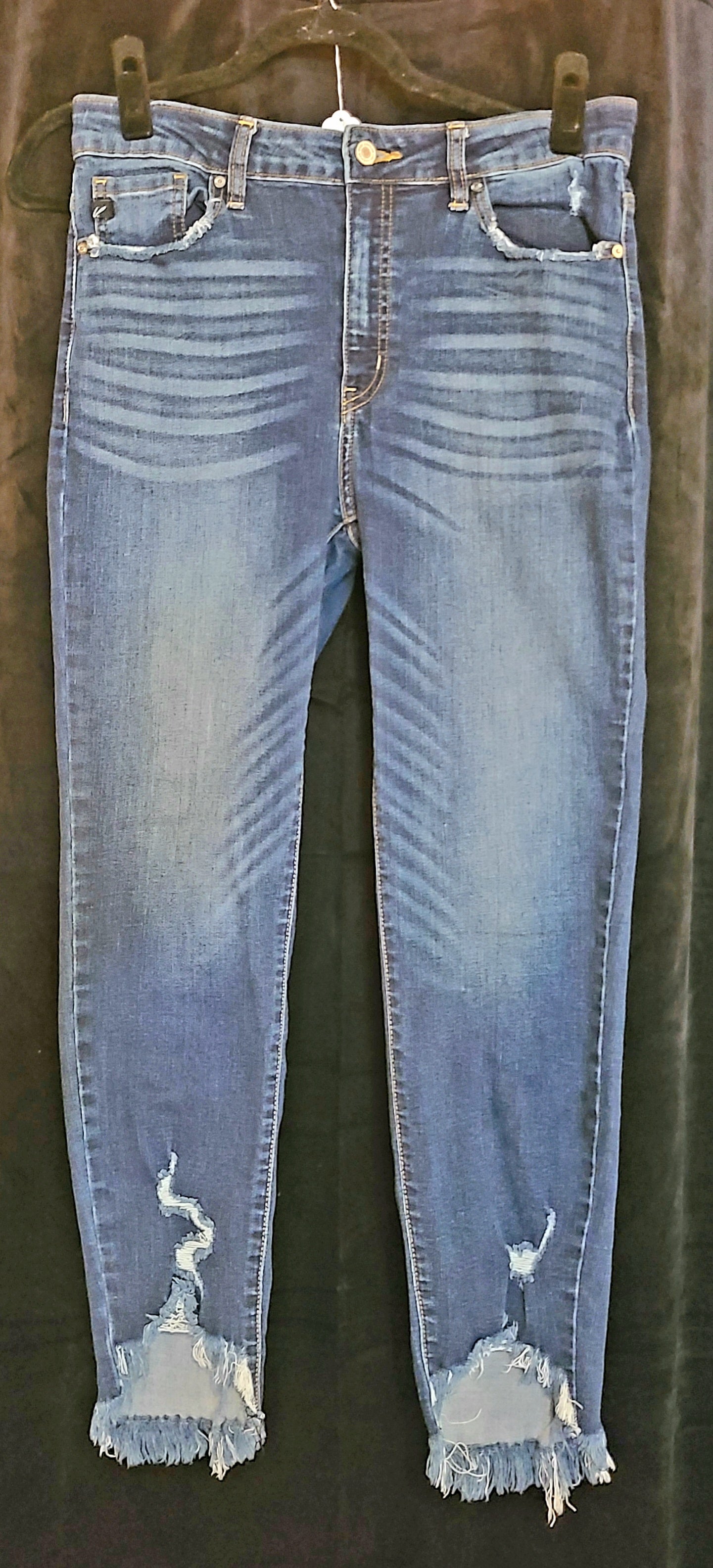 Kan Can Dark Wash Frayed Hem Jeans Size 11