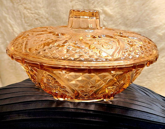 Vintage Indiana Glass Pink Candy Dish with Lid