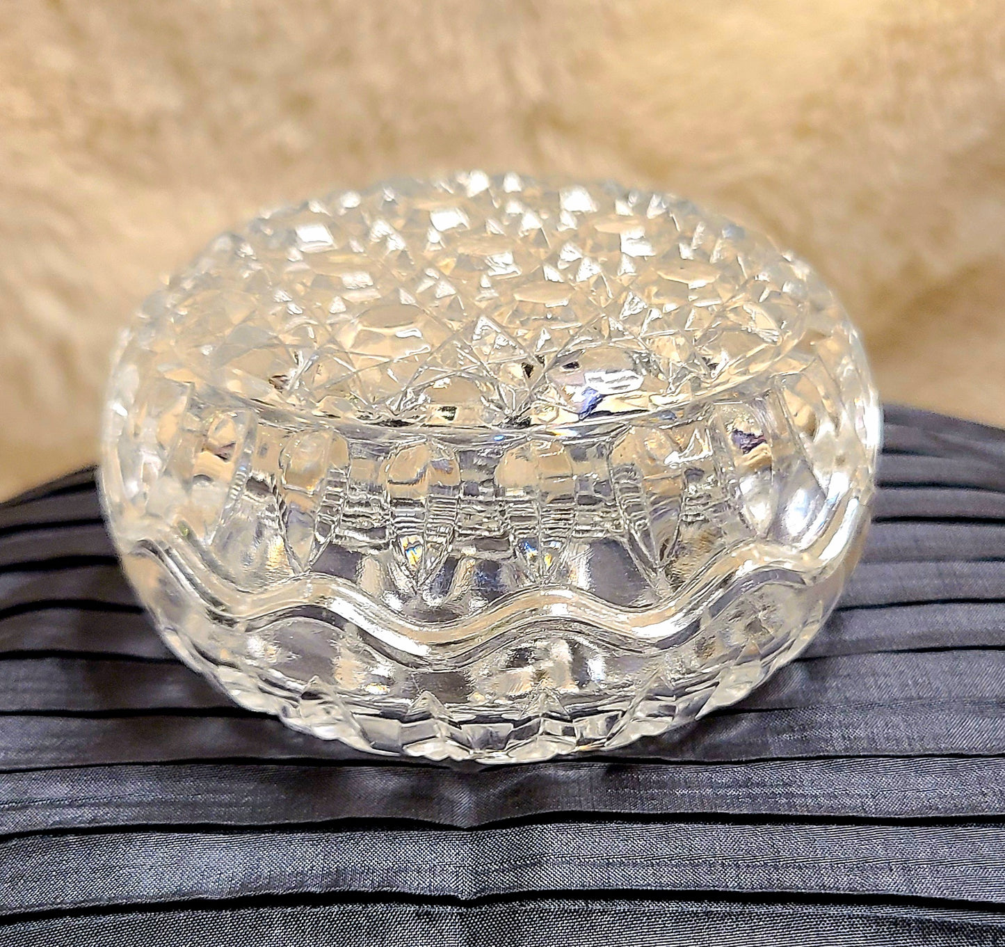Vintage Anne Hutte Lead Crystal Trinket Dish with Lid