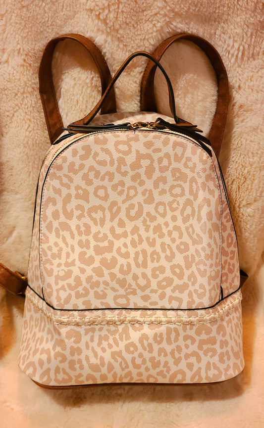 Taupe Leopard Backpack