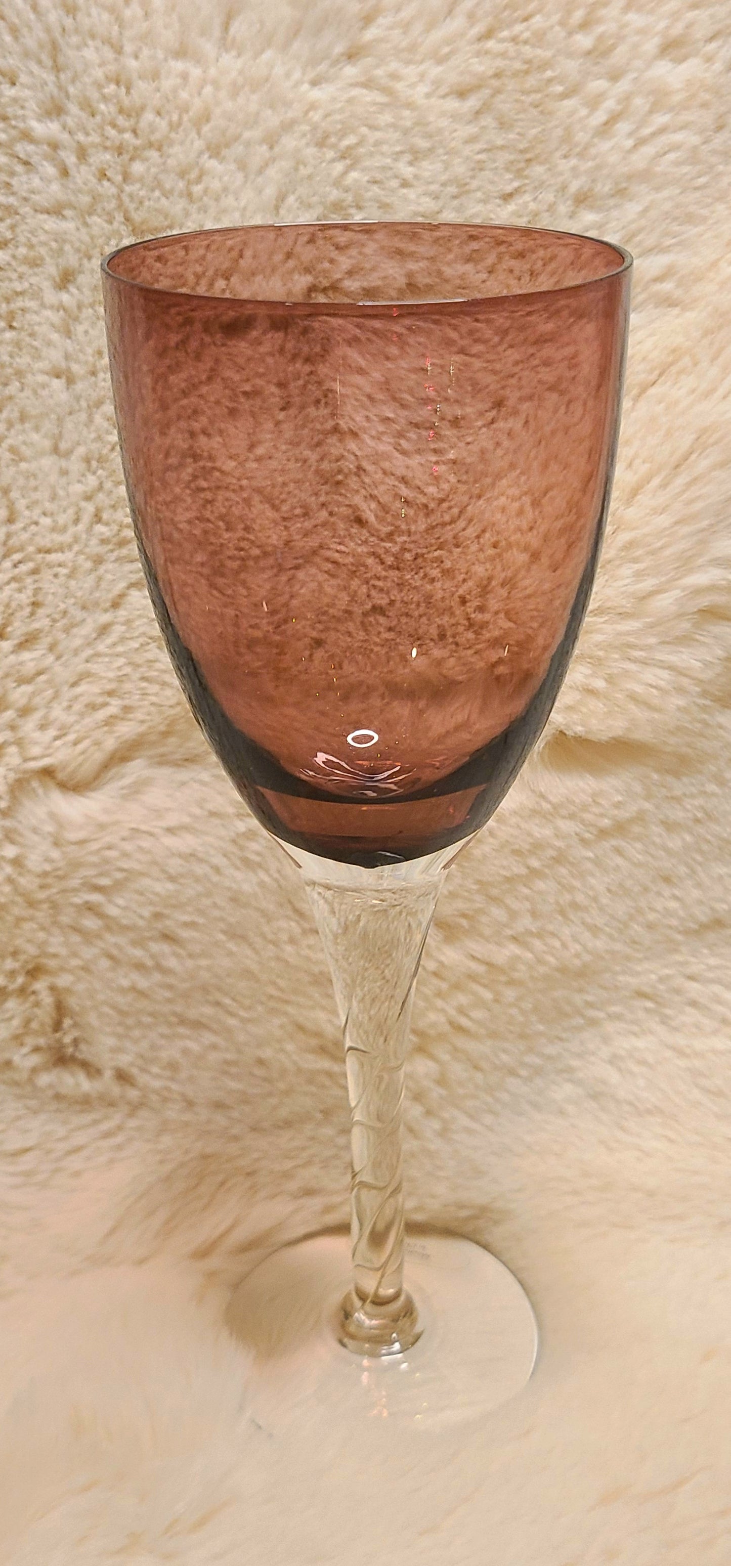 Vintage Pier 1 Amethyst Wine Glasses with Twisted Glass Stem-Set of 4