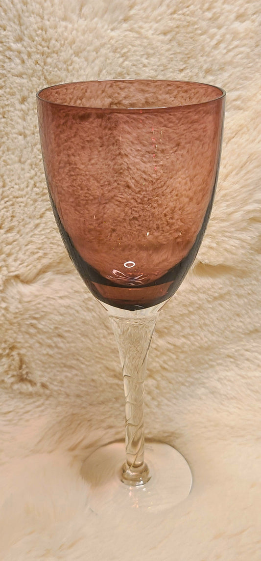 Vintage Pier 1 Amethyst Wine Glasses with Twisted Glass Stem-Set of 4