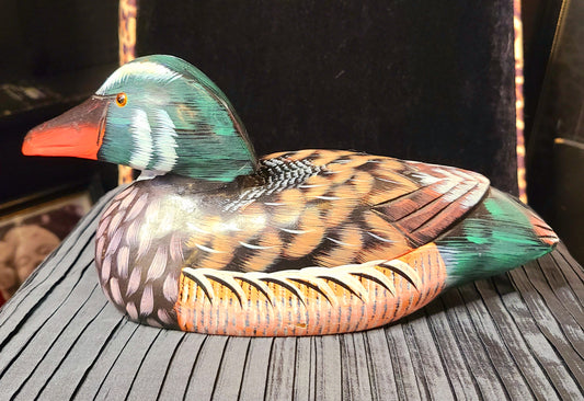 Vintage Hand Carved and Hand Painted Wood Duck Decor