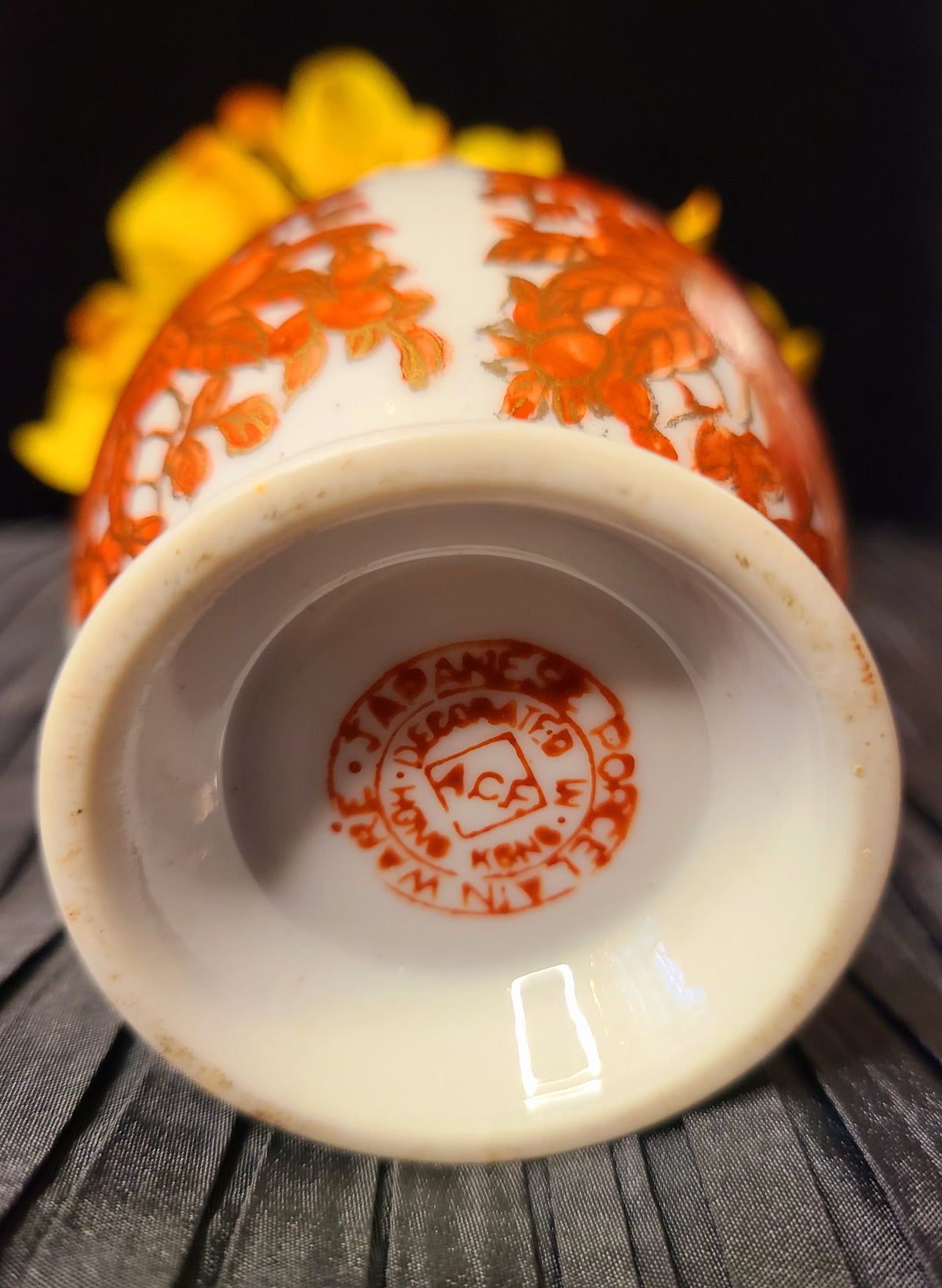 Vintage Porcelain Hand Painted Vase Made in Hong Kong in 1950's-Stamped!