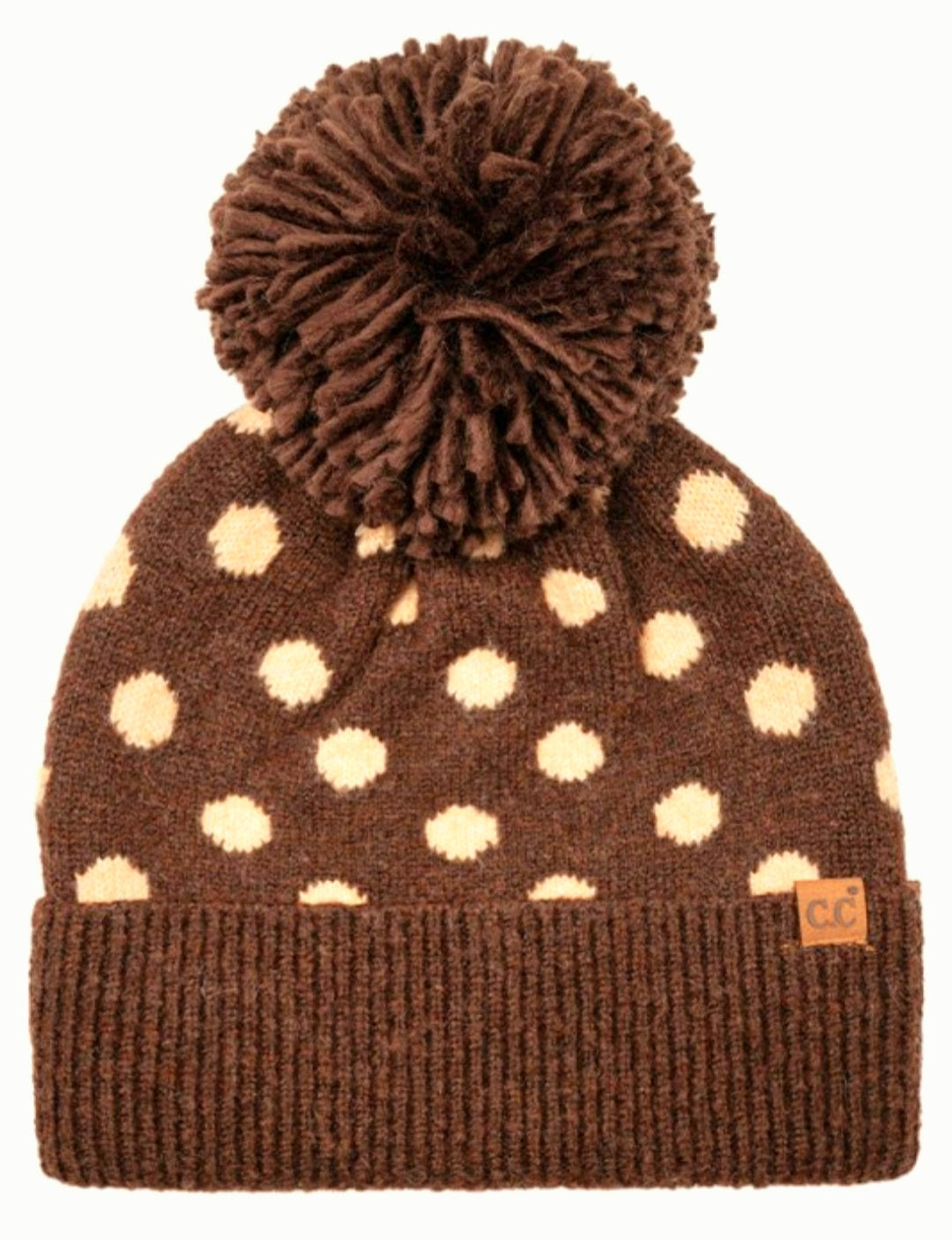C.C. Brown Polka Dot Beanie