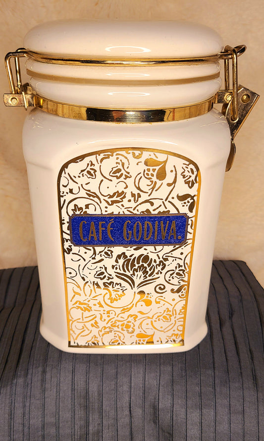Vintage Cafe Godiva Ceramic White Canister
