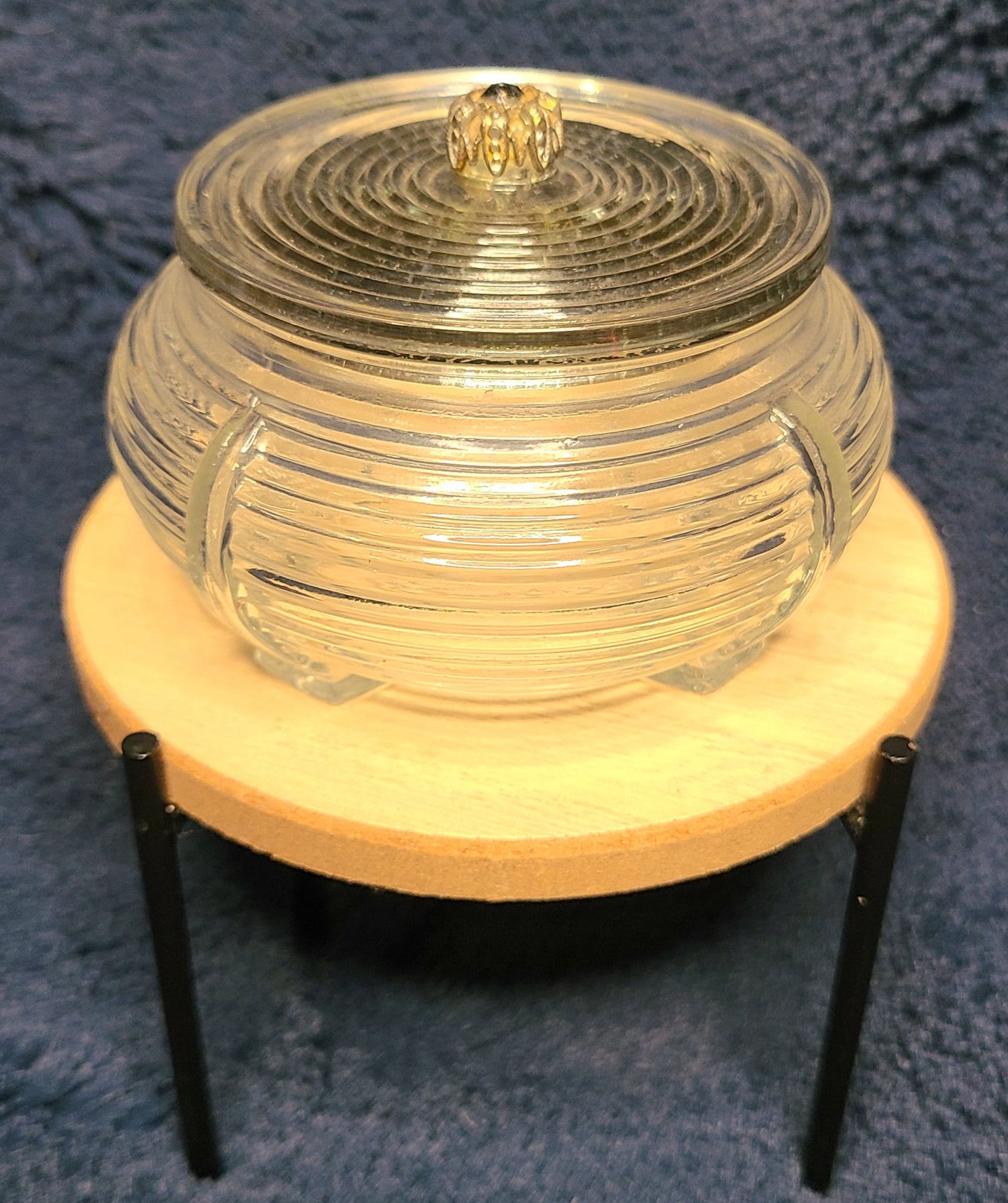 Vintage Art Deco Ribbed Powder/Trinket Jar-1940's