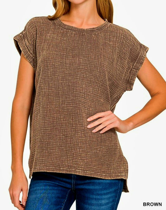 Zenana Brown Top with Side Slits