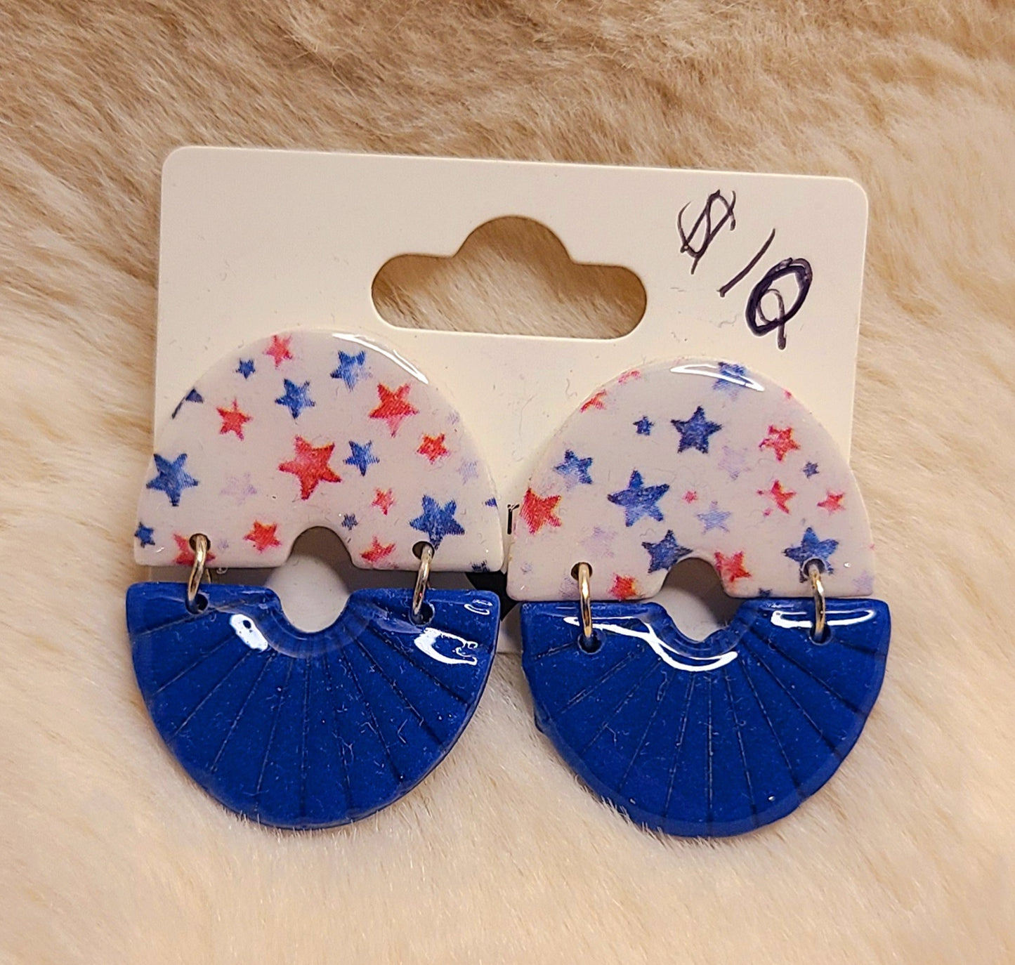 Handmade Blue with Stars Earrings