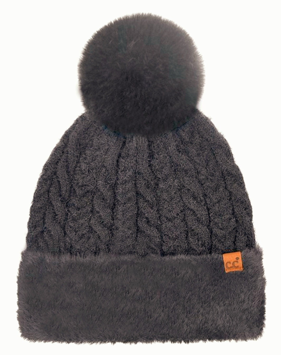 C.C. Black Fur Beanie