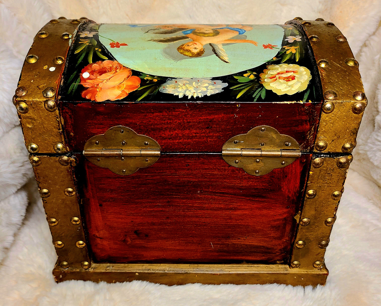 Vintage Hand Painted Wooden Storage Chest